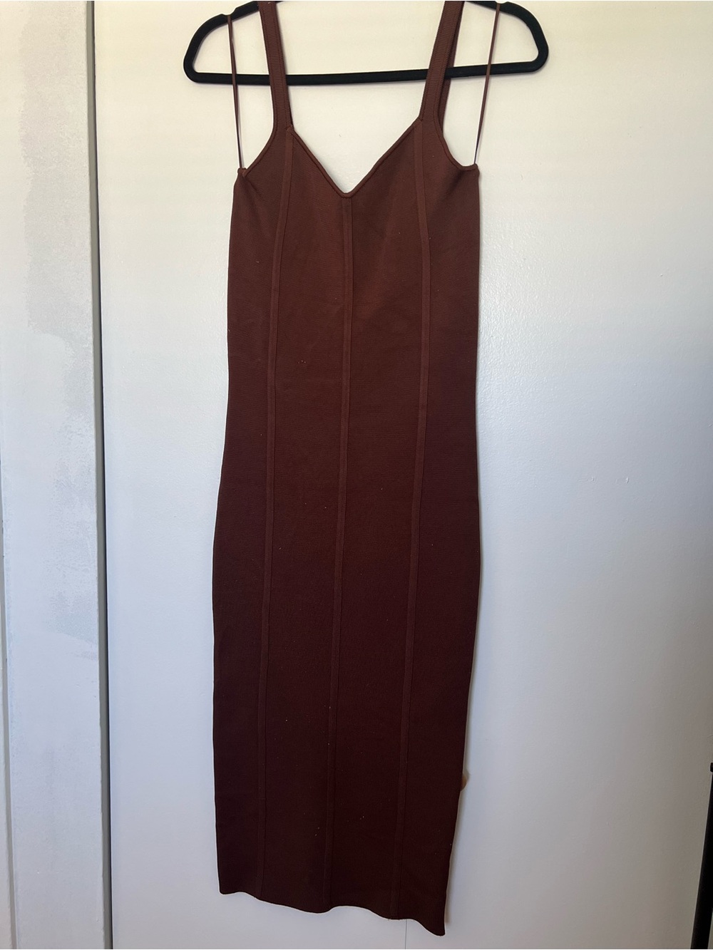 Zara Chocolate Brown Midi Bodycon Slip Dress